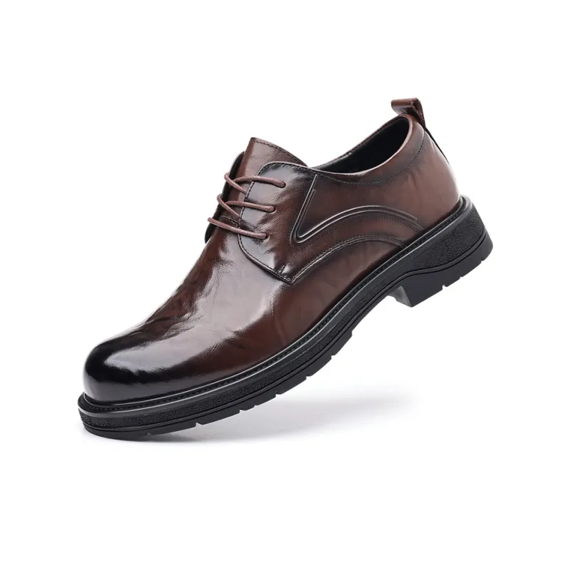 GZZ Dress Shoes Men Low Top Black/Brown-11