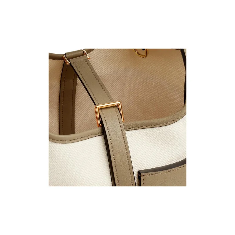 HERMES Picotin Lock Goeland Canvas And Swift Calfskin Basket Bag Handbag Women's Light Beige & Marfa Beige-3