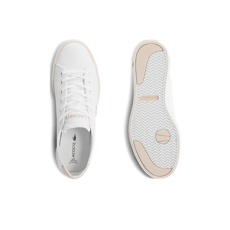 LACOSTE Low Top Skateboard Shoes Women's White Pink-3