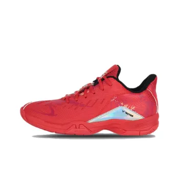 VICTOR Cushioned Slip Resistant Low Top Badminton Shoes Unisex Red White