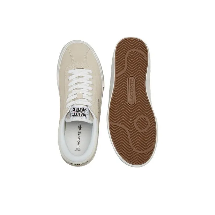 LACOSTE Low Top Skateboard Shoes Women's Beige-3