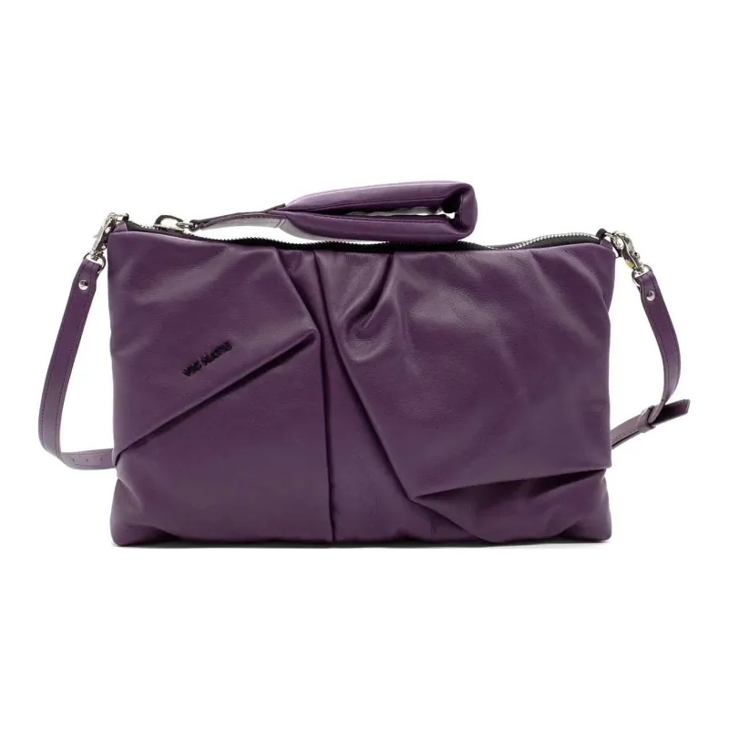 Vic Matie Calfskin One Shoulder Crossbody Clutches Women's Fuchsia-0