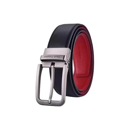 Hush Puppies Red Belt Top Grain Cow Leather Pin Buckle Leather Belts Men's Width 3.4cm-0