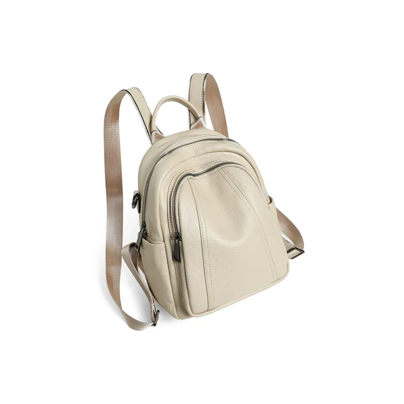COMELY Cow Leather With Synthetic Leather One Shoulder Backpack Medium Size Women's White/Black-3