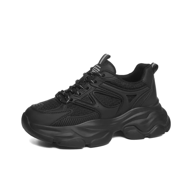 Golden Silk Rabbit Chunky Sneakers Women's Black-0