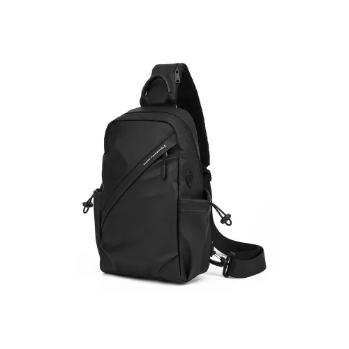 FAIRWHALE Fabric Crossbody Bag, Shoulder Bag, Commuter Bag Regular Medium Size Men's Black & Black