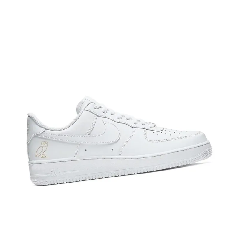 OVO x Nike Air Force 1 'White/Gold' Slip Resistant Cushioning Wear Resistant Low Top Skateboard Shoes Men's White Gold-3