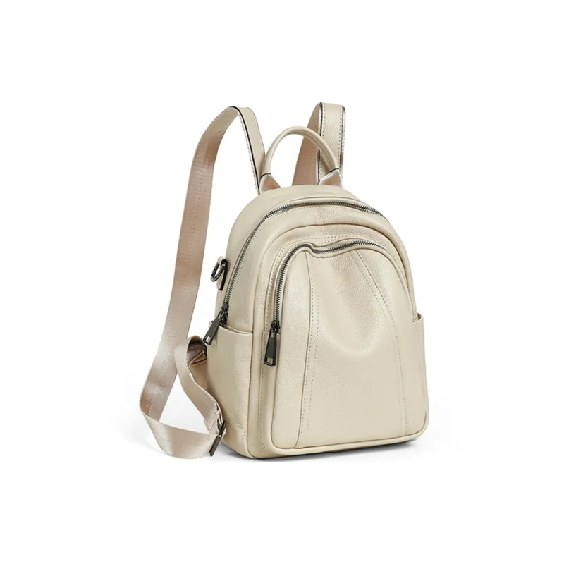 COMELY Cow Leather With Synthetic Leather One Shoulder Backpack Medium Size Women's White/Black-2
