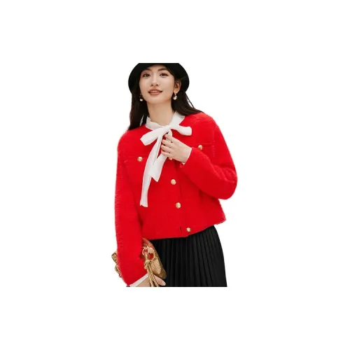 Hopeshow Sweaters Women's Fake Holiday Red