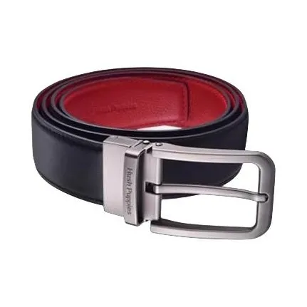 Hush Puppies Red Belt Top Grain Cow Leather Pin Buckle Leather Belts Men's Width 3.4cm-2