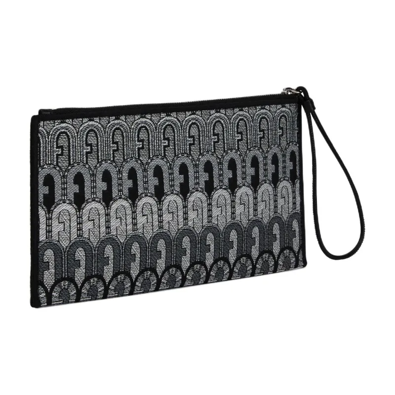 Furla Opportunity Fabric With Leather Clutch Women's Black & Gray-1