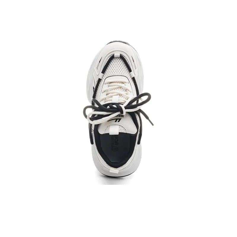Warrior Abrasion Resistant Height Increasing Low Top Chunky Sneakers Women's White Black-3