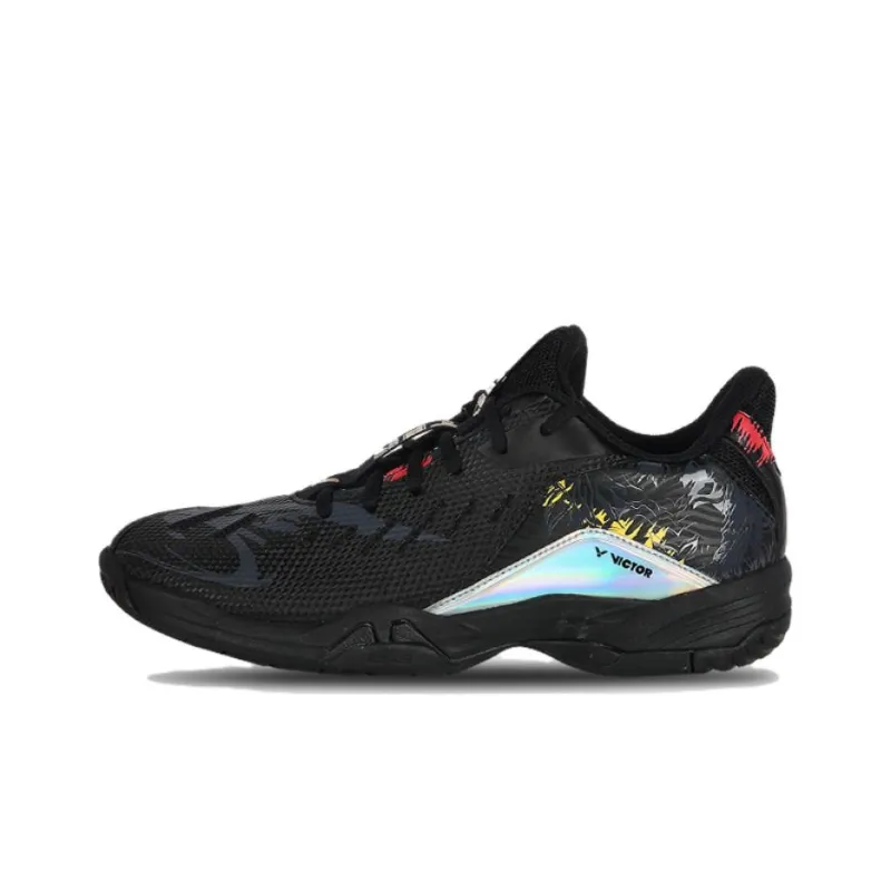 VICTOR Cushioned Slip Resistant Low Top Badminton Shoes Unisex Black-0