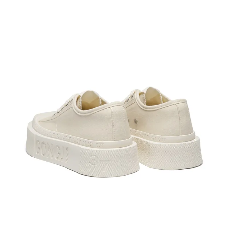 GONGJI Square Inch Of Ground Slip Resistant, Abrasion Resistant, Breathable Low Top Casual Shoes Unisex White-3