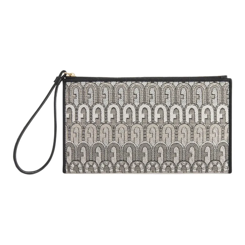Furla Opportunity Jacquard Fabric Clutch Women's Black & Multicolor-0