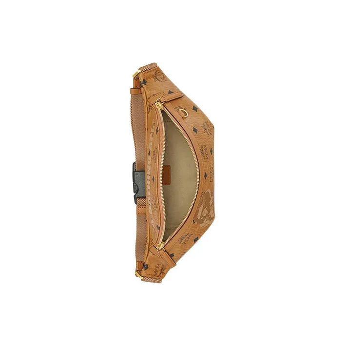 MCM Leather One Shoulder Crossbody Fanny Pack Unisex Cognac-2