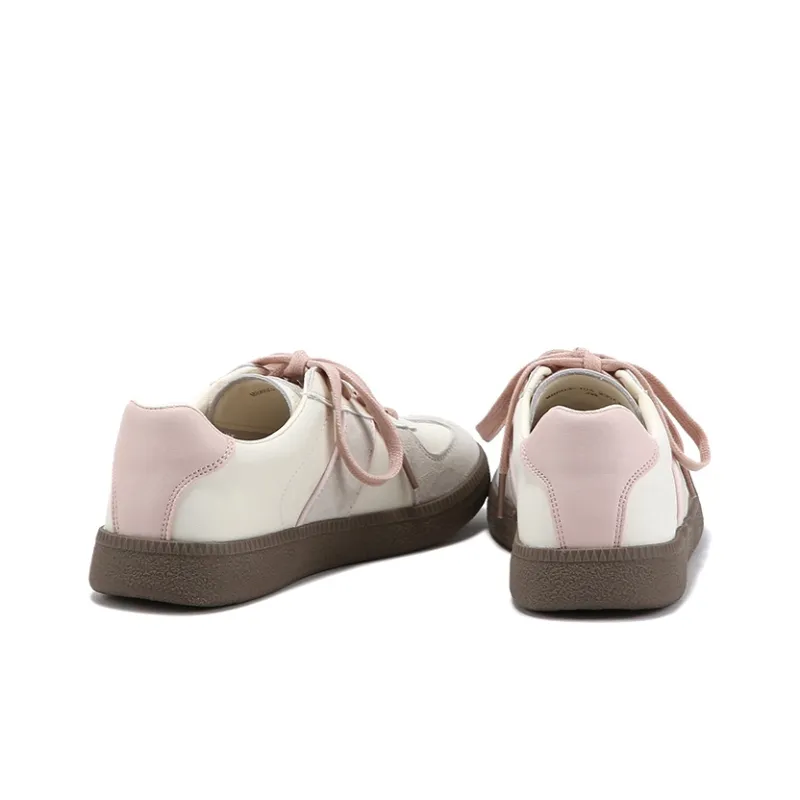 BELLALILY German Army Trainers Lightweight And Breathable Low Top Skateboard Shoes 2.5cm Women's Pink-4