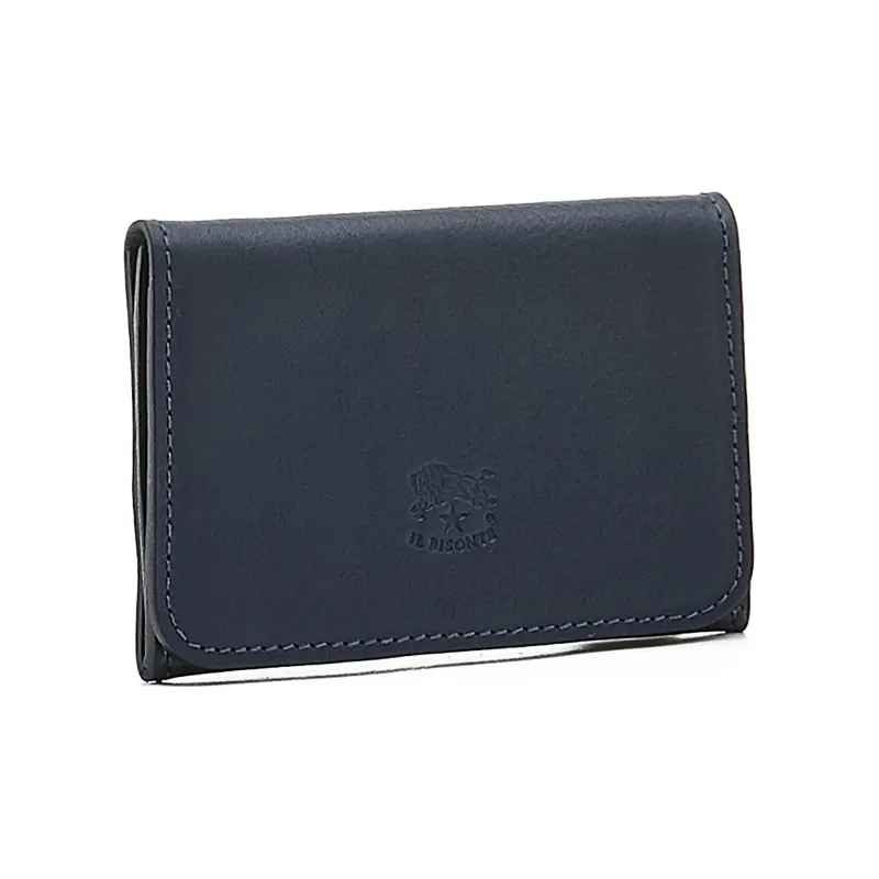 Il Bisonte Cow Leather Wallet, Card Holder Unisex Blue-1