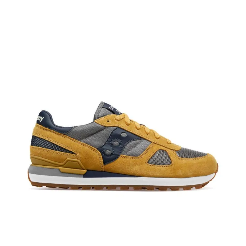 Saucony Shadow Original Cushioning Wear-Resistant Low-Top Training Running Shoes Men's Gray Yellow-1