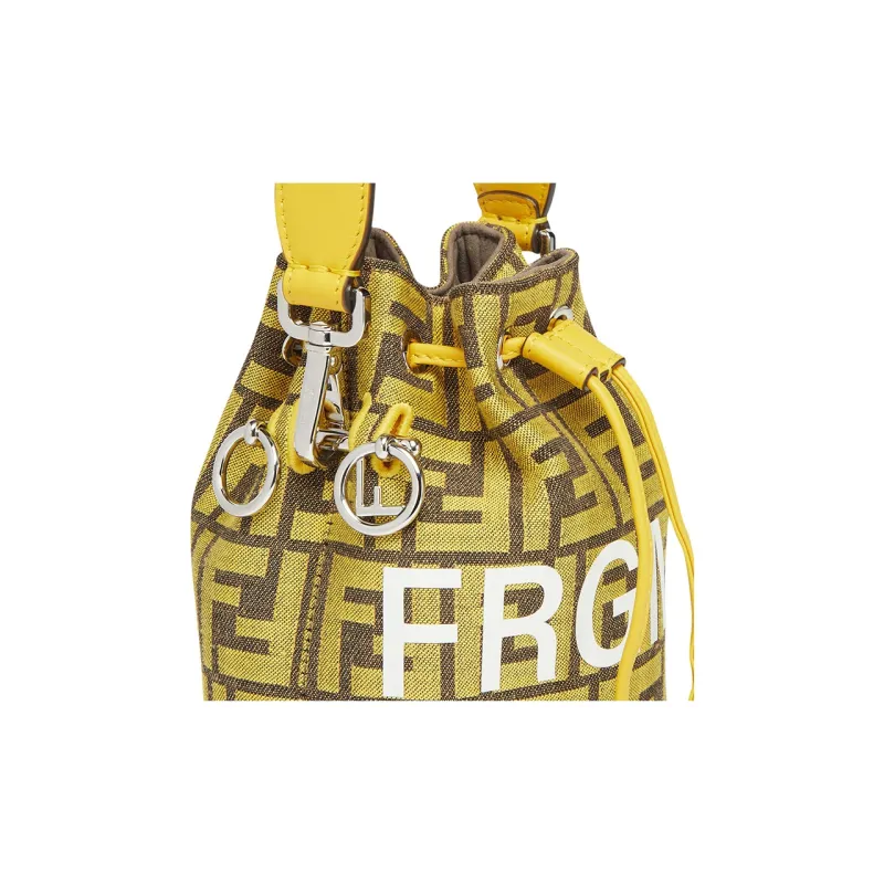 FENDI FRGMT Junya Ito Collaboration Mon Tresor Cotton Bucket Bags Shoulder Bag Crossbody Bag Women's Yellow-4