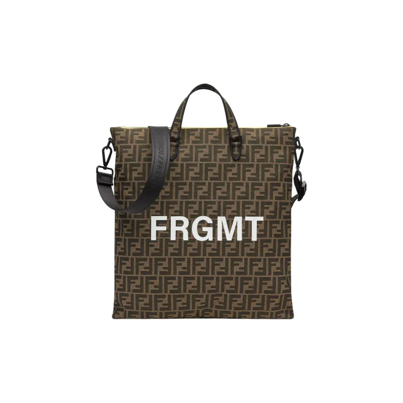 FENDI FRGMT Junya Ito Collaboration Polyester Blended Cotton Handbag Shoulder Bag Crossbody Bag Men's Brown-0
