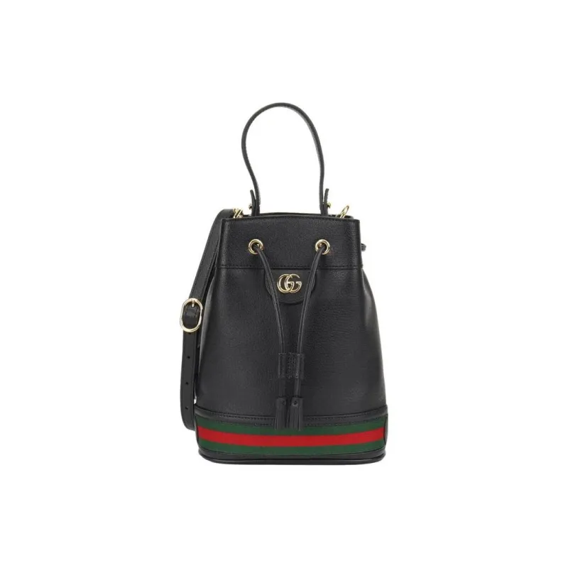 GUCCI Cow Leather Bucket Bags Shoulder Bag Crossbody Bag Handbag Small Size Women's Black-0