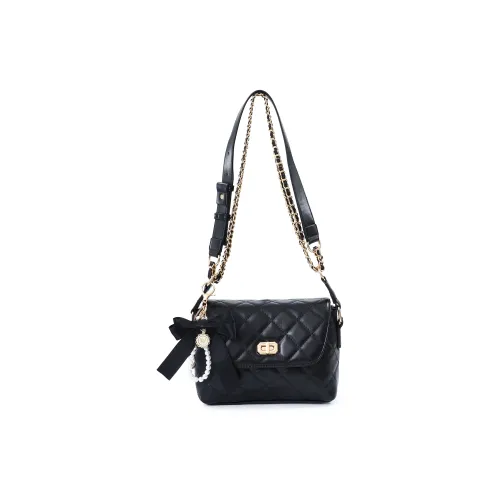 OTA Pu Small Square Bag Crossbody Bag Shoulder Bag Handbag Large Size Women's Black