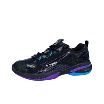 VICTOR Anti Slip Wear Resistant Low Top Badminton Shoes Unisex Black Purple
