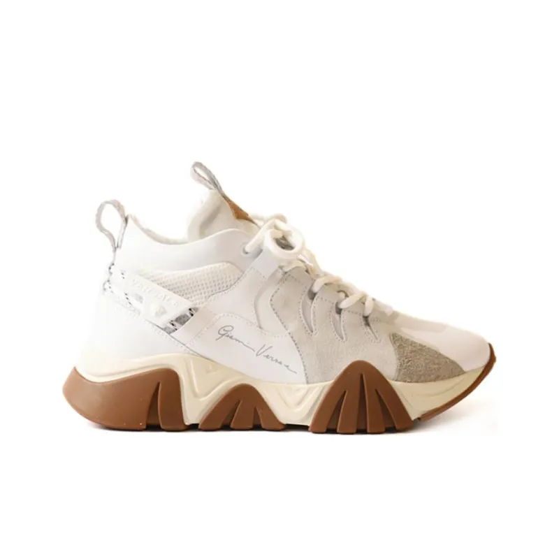 FANSIZHE High Top Casual Shoes Men's White Brown-1