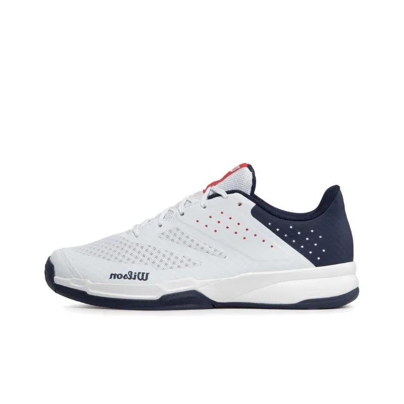 Wilson Kaos Stroke 2.0 Cushioning, Wear Resistant Low Top Tennis Shoes Men's White Blue-0