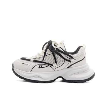 Warrior Abrasion Resistant Height Increasing Low Top Chunky Sneakers Women's White Black