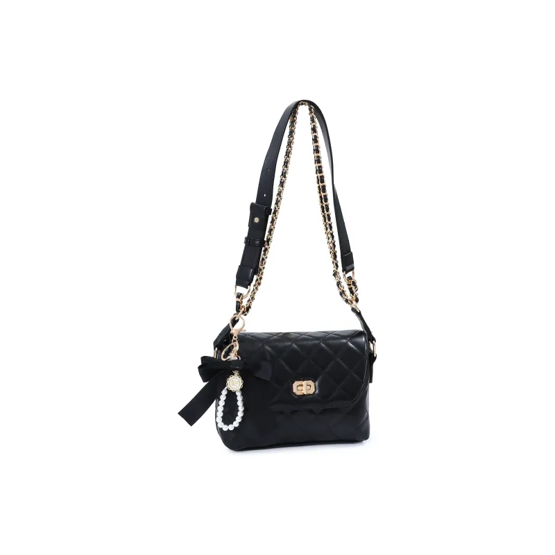 OTA Pu Small Square Bag Crossbody Bag Shoulder Bag Handbag Large Size Women's Black-1