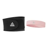 Black Waist Protector Belt with Triple Spring+Two Support Plates+Cherry Blossom Pink Sports Headband