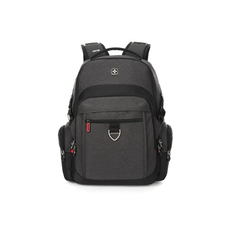 SUISSEWIN Polyester Large Capacity Student Backpack Regular Unisex Black/Gray-4