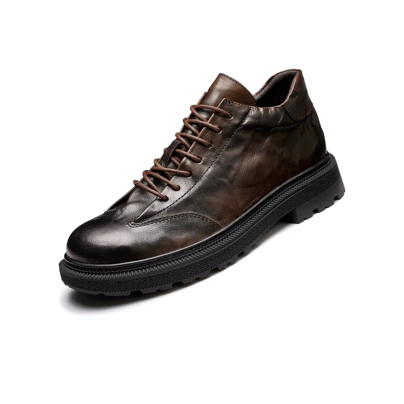 Brounvanm Men's Casual Shoes Men High Top Coffee/Black-1