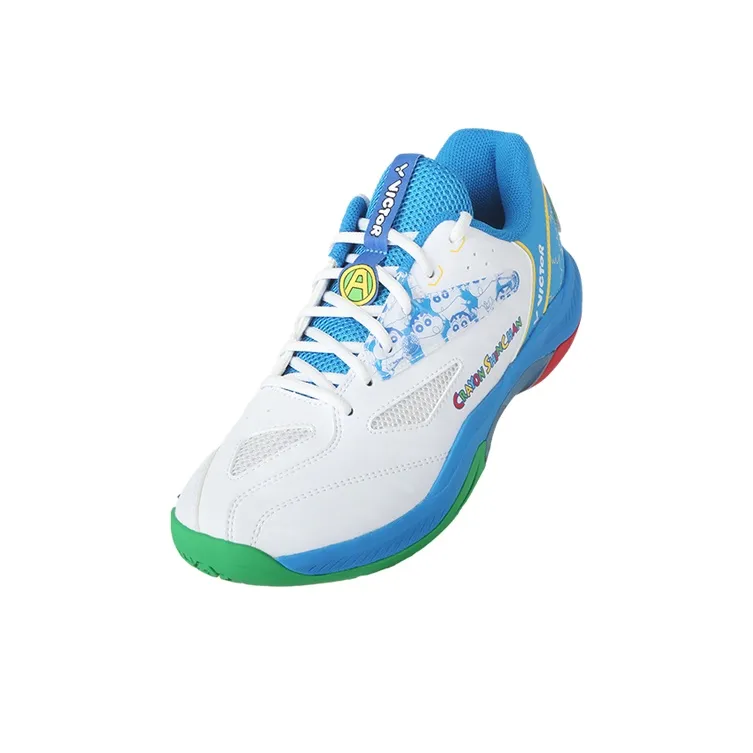 SHINCHAN x VICTOR Low Top Badminton Shoes Unisex White Blue-2