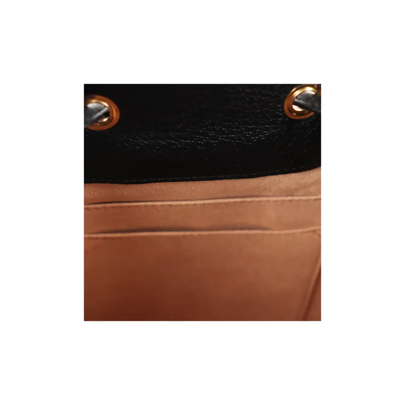 GUCCI Cow Leather Bucket Bags Shoulder Bag Crossbody Bag Handbag Small Size Women's Black-8