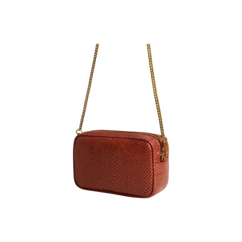 Golden Goose Cow Leather Camera Bag Shoulder Bag Crossbody Bag Mini Women's Rusty Red-2