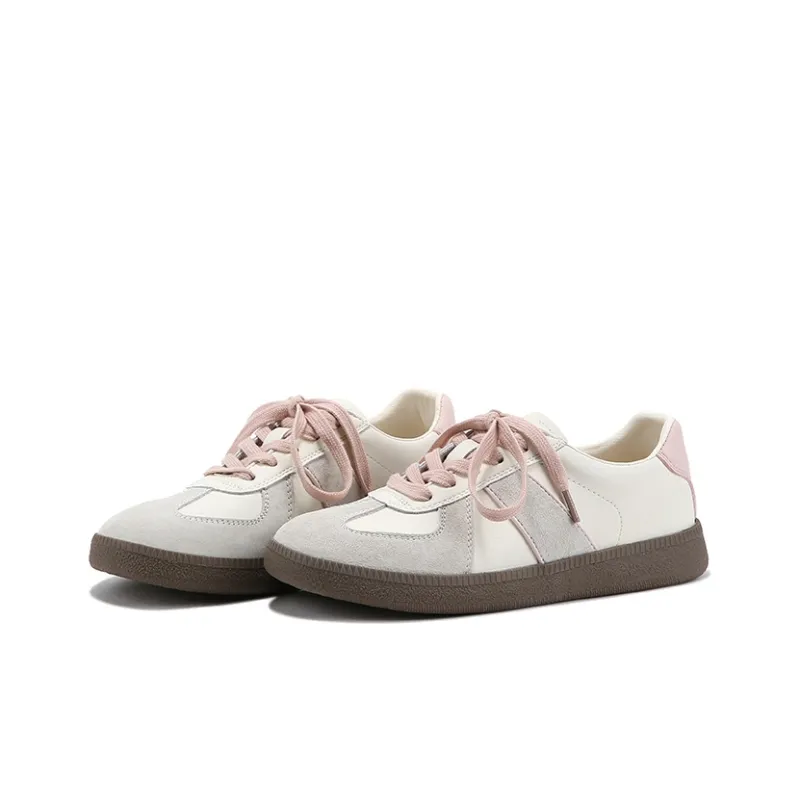 BELLALILY German Army Trainers Lightweight And Breathable Low Top Skateboard Shoes 2.5cm Women's Pink-2