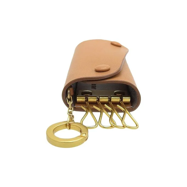 Il Bisonte Cow Leather Key Pouch Unisex Brown-2