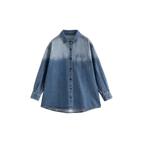 Initial language Denim Jackets Women's Heavy Fermentation Gradient Blue