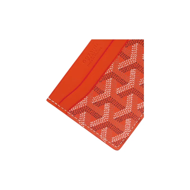 GOYARD Saint-Sulpice Canvas With Leather Card Clip Card Holder Unisex Orange/White/Blue White Striped-3