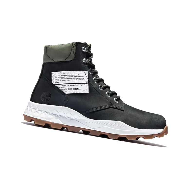 Timberland 6 Inch Brooklyn Side Zip Boots 'Black Nubuck With Green Padded Collar'-1