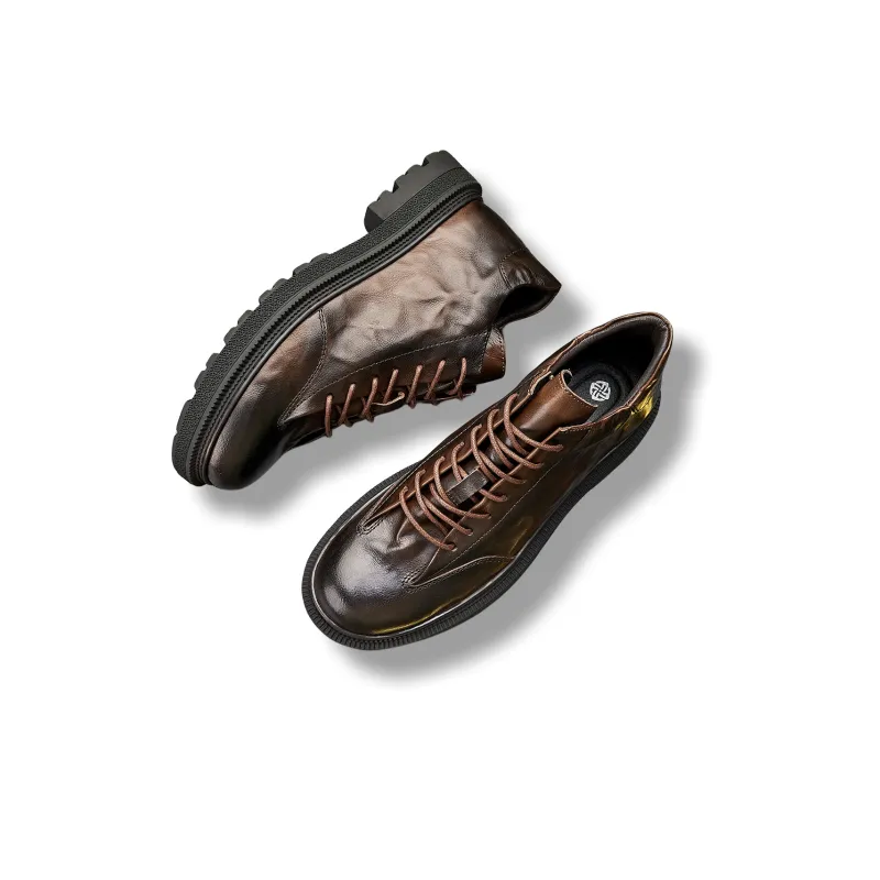 Brounvanm Men's Casual Shoes Men High Top Coffee/Black-2