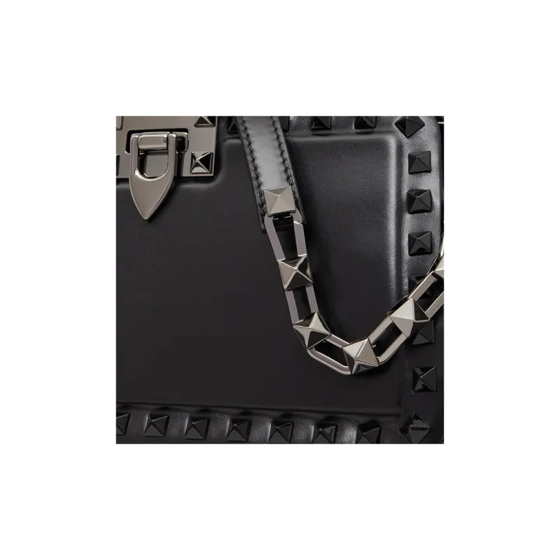 Valentino ROCKSTUD Calfskin Clutch Women's Black-5
