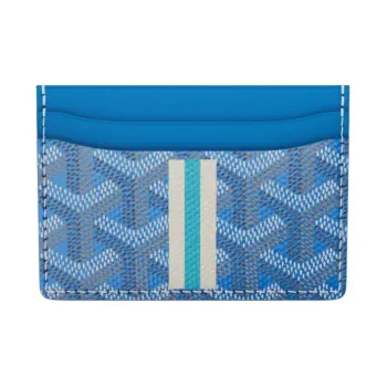 GOYARD Saint-Sulpice Canvas With Leather Card Clip Card Holder Unisex Sky Blue/White/Blue White Striped