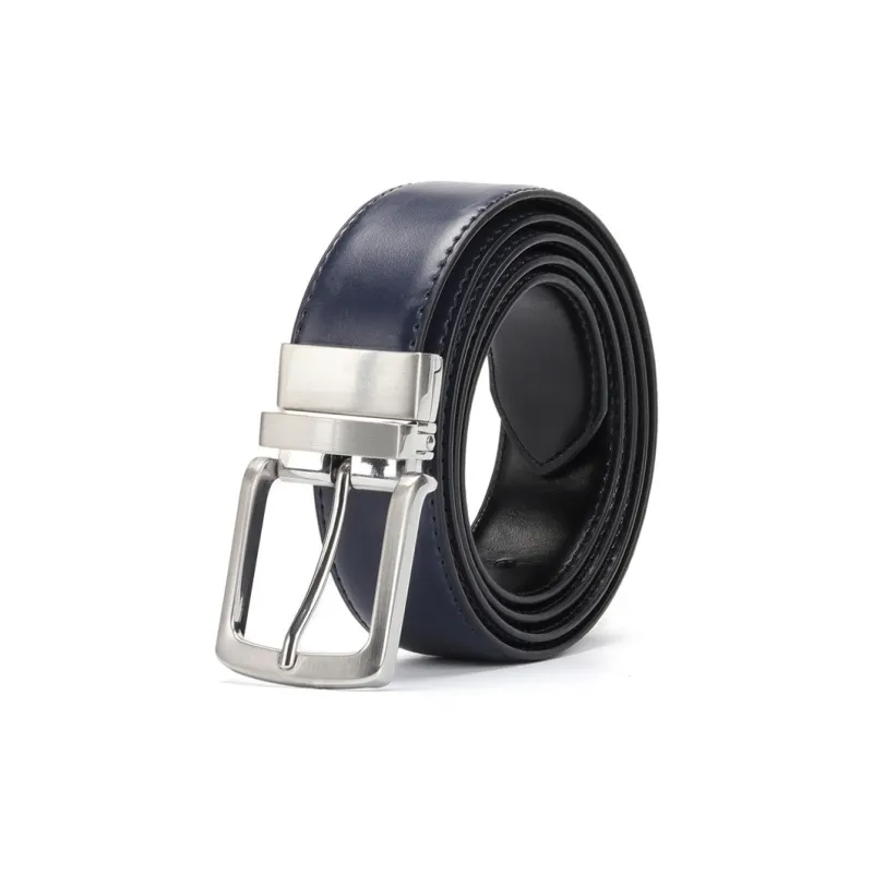 PISHUSHU Double Sided With Body Rotating Pin Buckle Cow Leather Leather Belts Men's Tricolor Optional Width 3.3cm-2