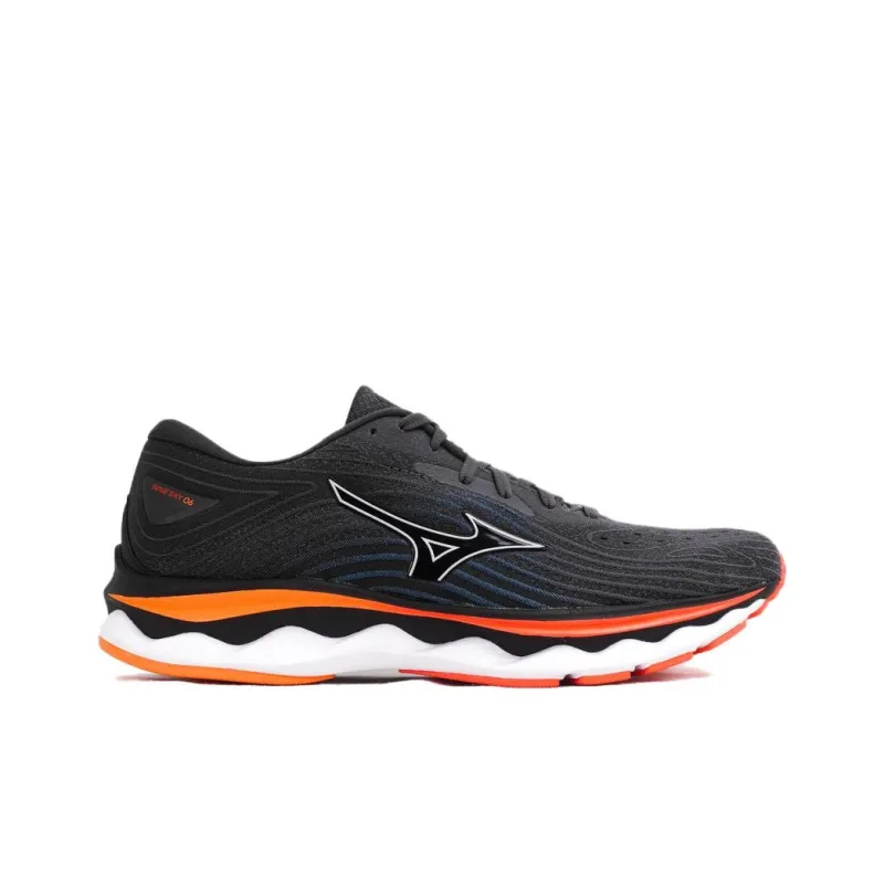 Mizuno Wave Sky 6 Durable Breathable Low-Top Running Shoes Men's Black Orange-1
