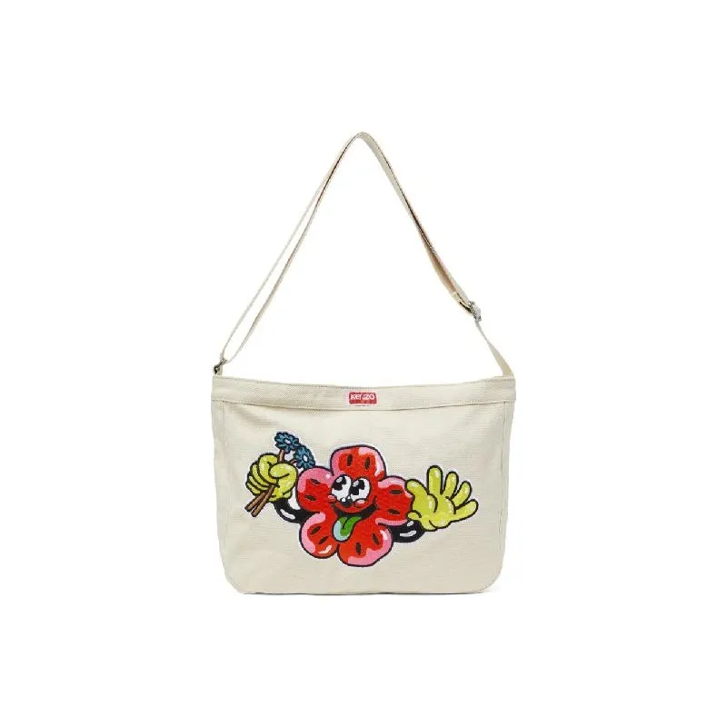 KENZO 100% Cotton Crossbody Bag Shoulder Bag Men's White-2