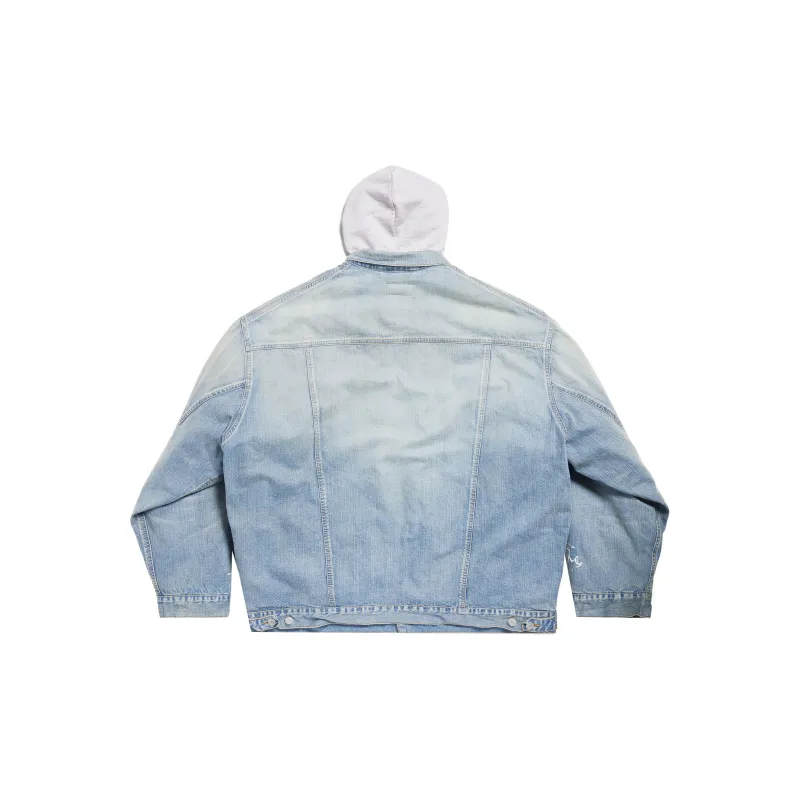 Balenciaga SS24 Denim Jacket Loose Fit Style Unisex Light Blue-1